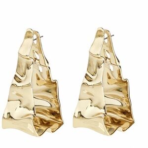 Alexis Bittar 10k Gold Crumpled Triangle Hoop Earrings, Never Worn